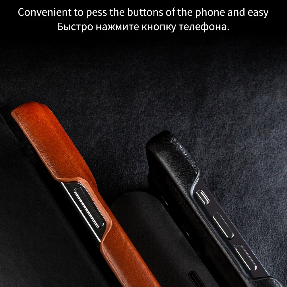 Luxury Genuine Leather iPhone Case — Half-Wrapped Anti-Scratch Dustproof Cover, Vintage Retro Business Style, Lightweight Non-Slip Design