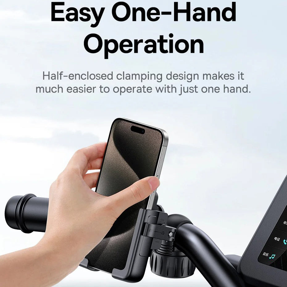 Luxury Gravity Bike Phone Holder with 360° Rotation, Secure Handlebar Mount, One-Handed Auto Lock Design for Cycling