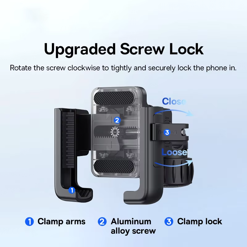 Luxury Gravity Bike Phone Holder with 360° Rotation, Secure Handlebar Mount, One-Handed Auto Lock Design for Cycling