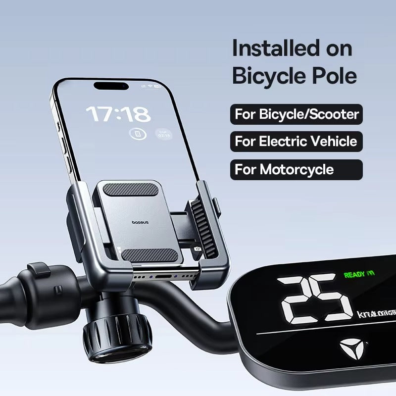 Luxury Gravity Bike Phone Holder with 360° Rotation, Secure Handlebar Mount, One-Handed Auto Lock Design for Cycling