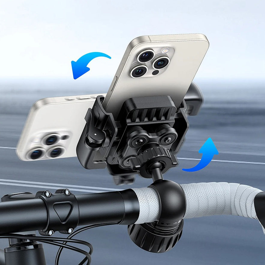 Luxury Gravity Bike Phone Holder with 360° Rotation, Secure Handlebar Mount, One-Handed Auto Lock Design for Cycling