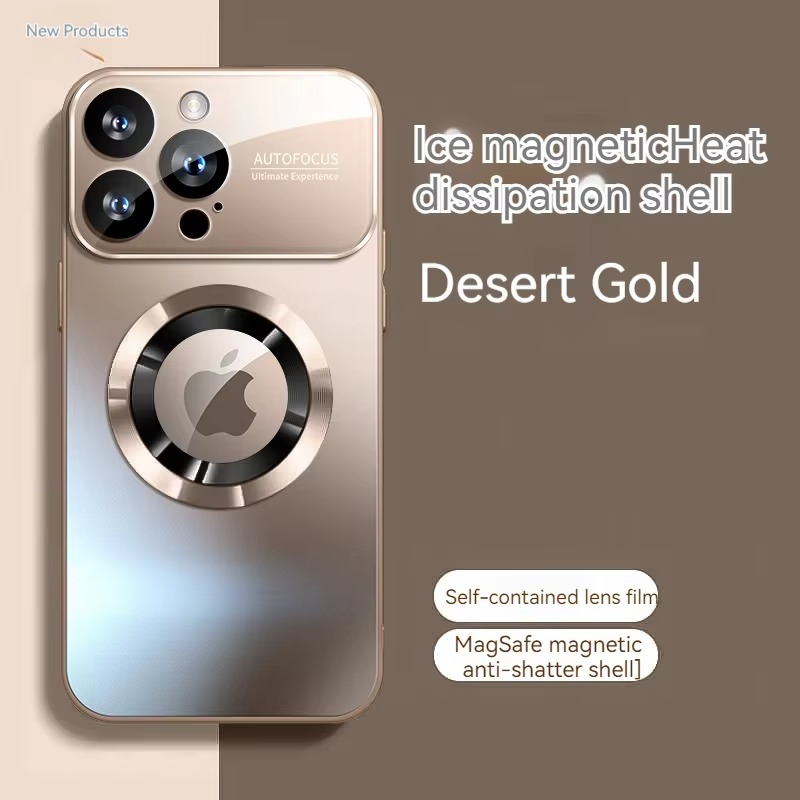 Luxury Large Window Magnetic iPhone Case — Magsafe Wireless Charging, Lens Protection, Shockproof Half-Wrapped Cover, Anti-Fingerprint, Non-Slip Finish