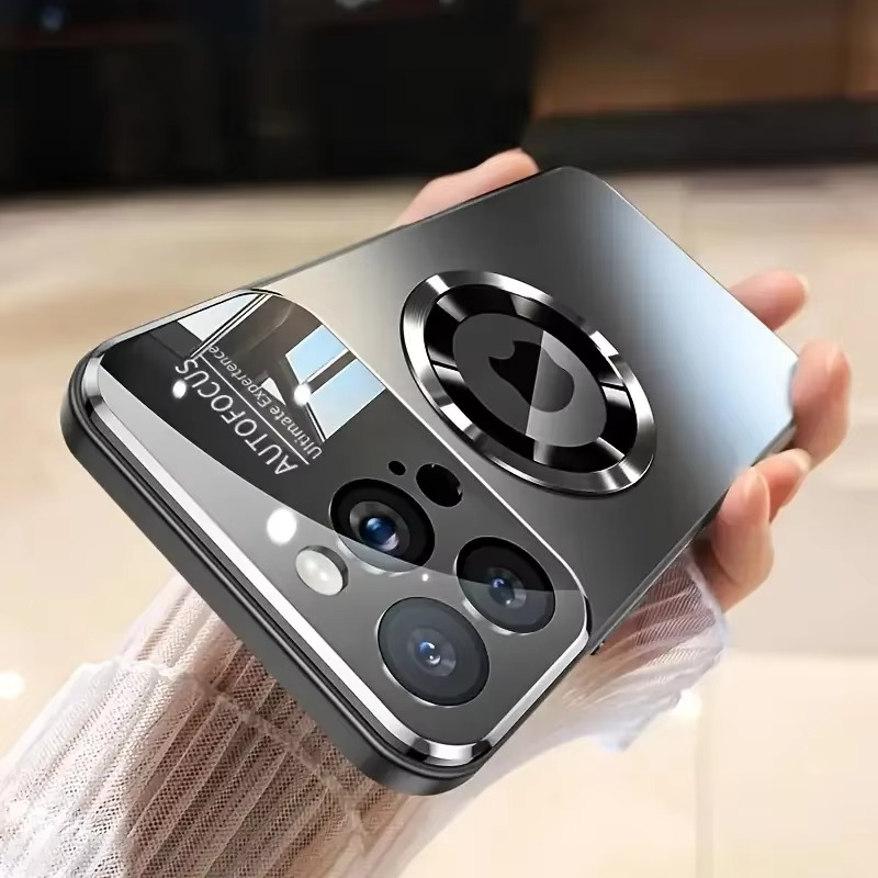 Luxury Large Window Magnetic iPhone Case — Magsafe Wireless Charging, Lens Protection, Shockproof Half-Wrapped Cover, Anti-Fingerprint, Non-Slip Finish