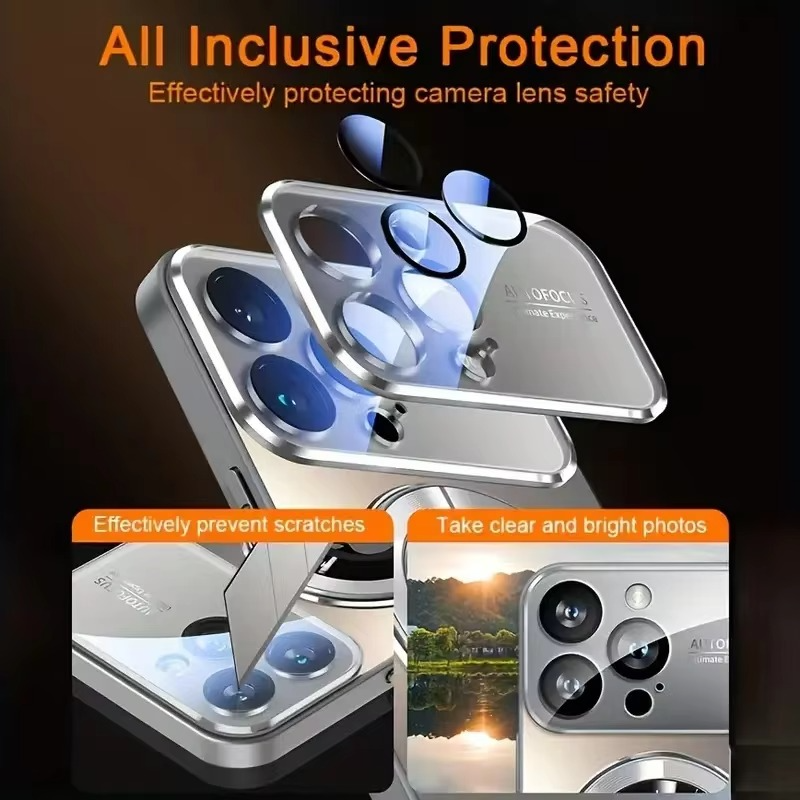 Luxury Large Window Magnetic iPhone Case — Magsafe Wireless Charging, Lens Protection, Shockproof Half-Wrapped Cover, Anti-Fingerprint, Non-Slip Finish