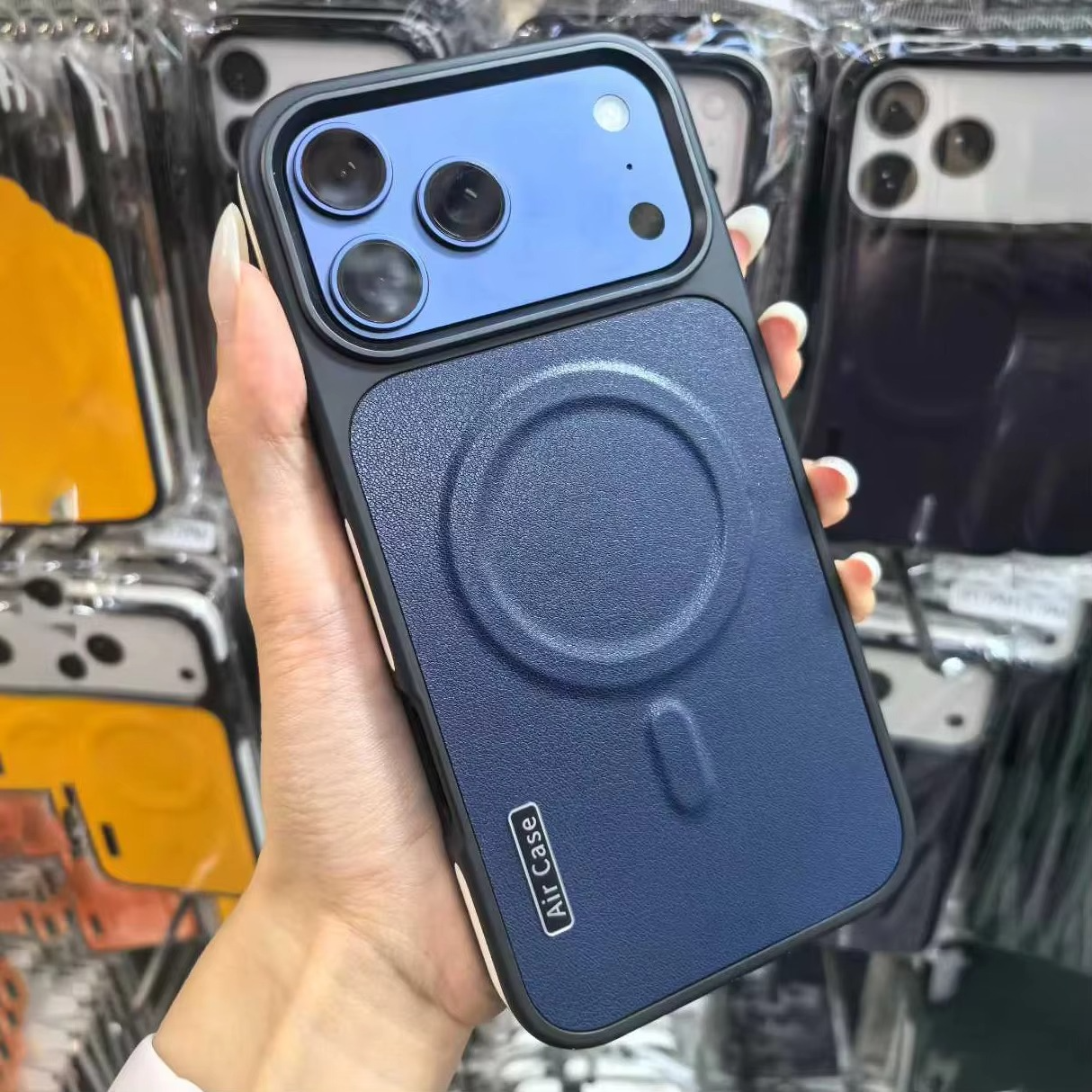 Luxury Leather iPhone Case MagSafe Compatible — Half-Wrapped Magnetic Shockproof Cover with Lens Protection, Anti-Fingerprint, Dustproof, Lightweight Non-Slip Design