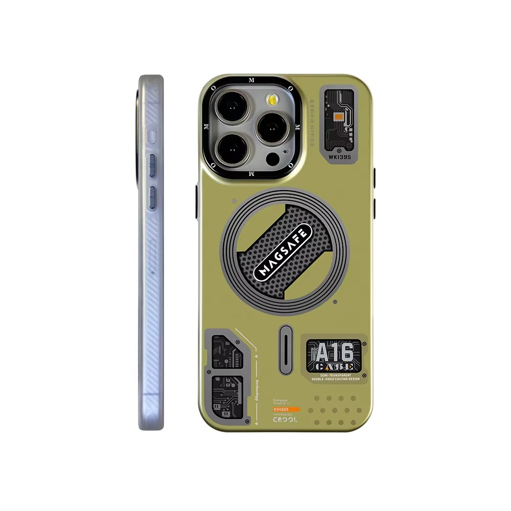 Luxury MagSafe Shockproof iPhone Case — High-Tech Geometric Hard PC Back, Anti-Fingerprint Matte Grip, Wireless Charging Compatible