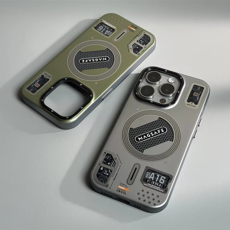 Luxury MagSafe Shockproof iPhone Case — High-Tech Geometric Hard PC Back, Anti-Fingerprint Matte Grip, Wireless Charging Compatible