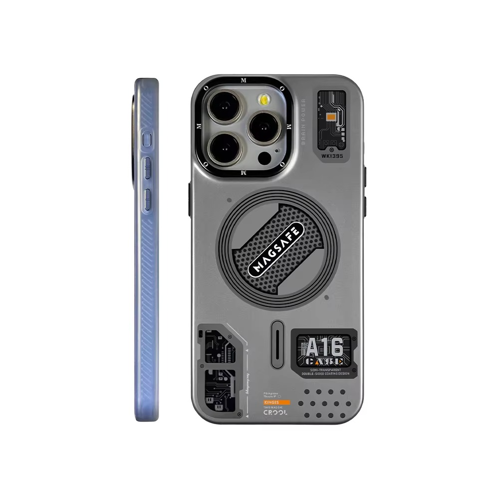 Luxury MagSafe Shockproof iPhone Case — High-Tech Geometric Hard PC Back, Anti-Fingerprint Matte Grip, Wireless Charging Compatible