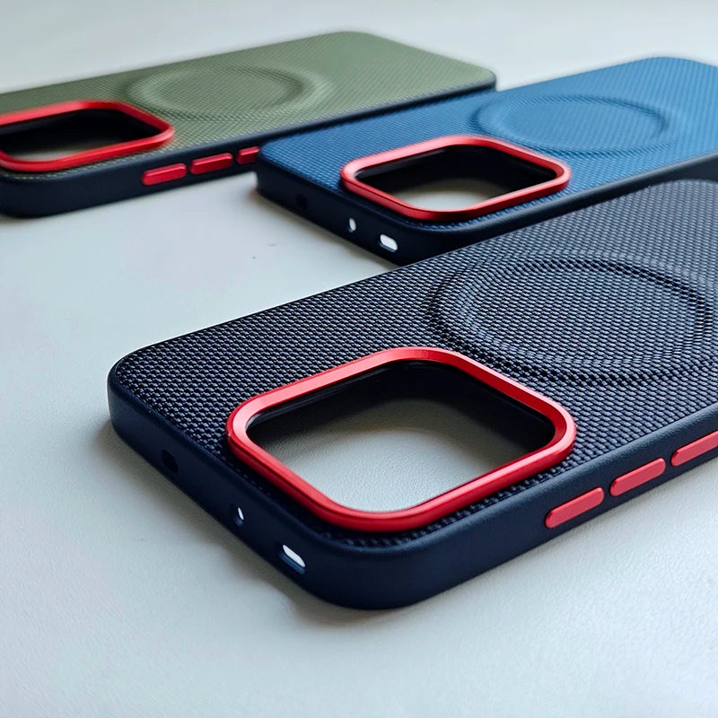 Luxury Magnetic Wireless Charging iPhone Case — PU Leather Texture, Shockproof Dustproof Back Cover, Slim Half-Wrapped Protective Design