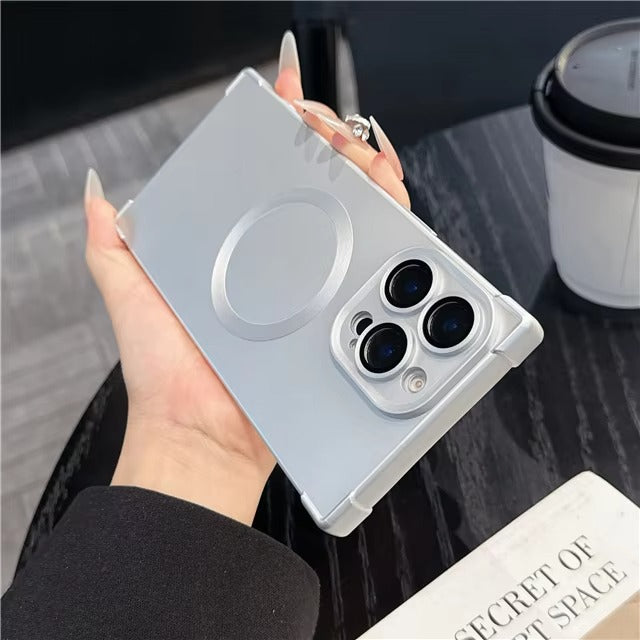 Luxury Magnetic iPhone Case MagSafe Compatible Shockproof Soft Bumper — Matte Anti-Fingerprint Cover, Non-Slip Grip, Wireless Charging Friendly