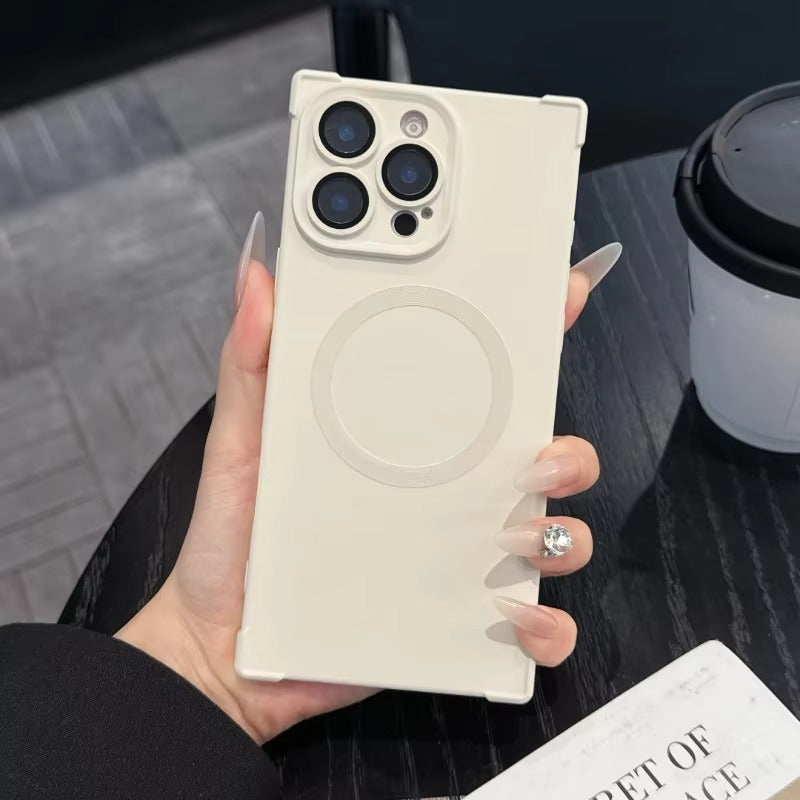 Luxury Magnetic iPhone Case MagSafe Compatible Shockproof Soft Bumper — Matte Anti-Fingerprint Cover, Non-Slip Grip, Wireless Charging Friendly