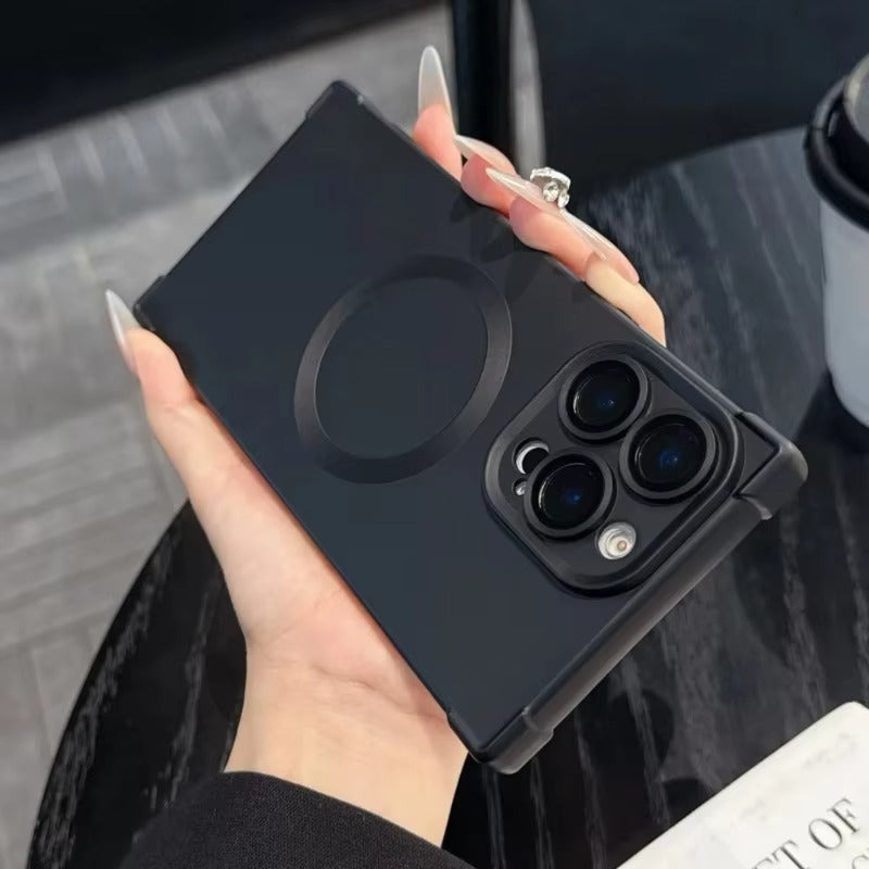 Luxury Magnetic iPhone Case MagSafe Compatible Shockproof Soft Bumper — Matte Anti-Fingerprint Cover, Non-Slip Grip, Wireless Charging Friendly