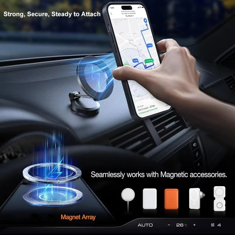 Luxury Magnetic iPhone Case with Kickstand — Translucent PC Cover, Dual Layer Protection, Anti-Fingerprint, Wireless Charging Compatible