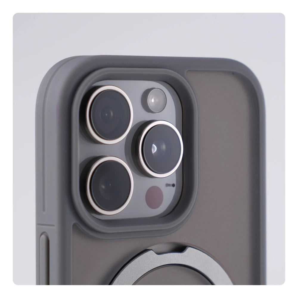 Luxury Magnetic iPhone Case with Strap and Stand — Matte Shockproof Cover, Non-Slip Grip, MagSafe Wireless Charging Ready, Textured Modern Design