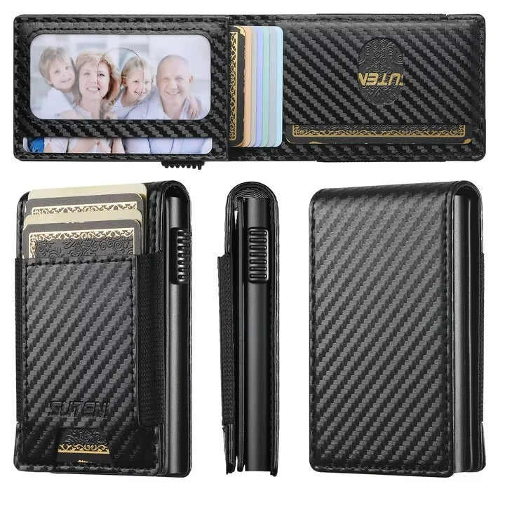 Luxury PU Leather Wallet Case with Automatic Card Eject Button, Shockproof Flip Design, Anti-Scratch Finish & Secure Card Storage
