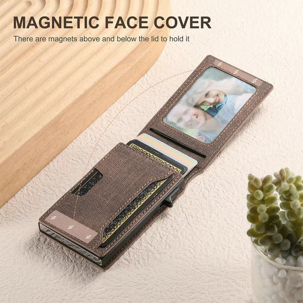 Luxury PU Leather Wallet Case with Automatic Card Eject Button, Shockproof Flip Design, Anti-Scratch Finish & Secure Card Storage