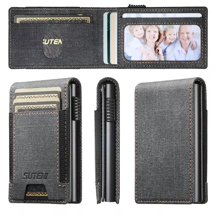 Luxury PU Leather Wallet Case with Automatic Card Eject Button, Shockproof Flip Design, Anti-Scratch Finish & Secure Card Storage