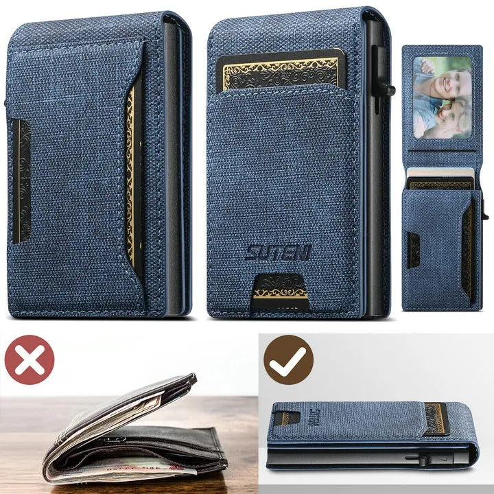 Luxury PU Leather Wallet Case with Automatic Card Eject Button, Shockproof Flip Design, Anti-Scratch Finish & Secure Card Storage