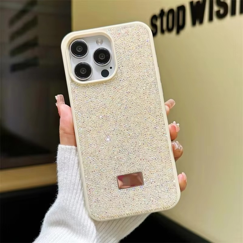 Luxury iPhone Case — Rhinestone Diamond Shockproof Protective Cover, Anti-Fingerprint, Anti-Scratch, Washable, Non-Slip, Glitter Finish, Half-Wrapped Design