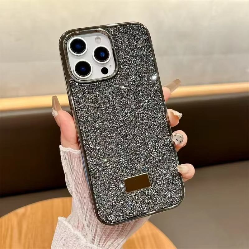 Luxury iPhone Case — Rhinestone Diamond Shockproof Protective Cover, Anti-Fingerprint, Anti-Scratch, Washable, Non-Slip, Glitter Finish, Half-Wrapped Design