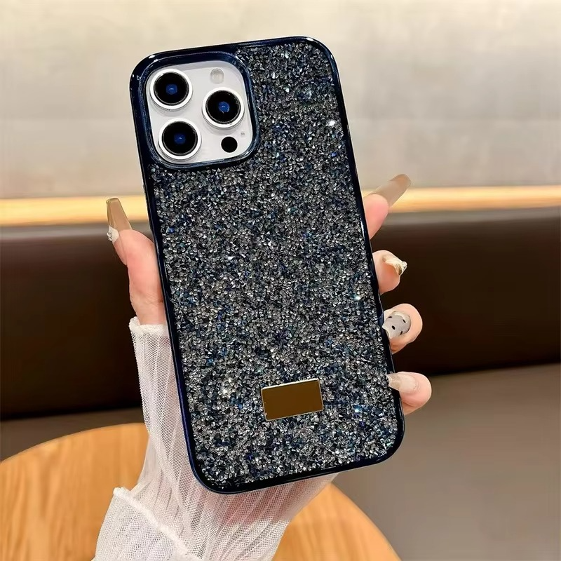 Luxury iPhone Case — Rhinestone Diamond Shockproof Protective Cover, Anti-Fingerprint, Anti-Scratch, Washable, Non-Slip, Glitter Finish, Half-Wrapped Design