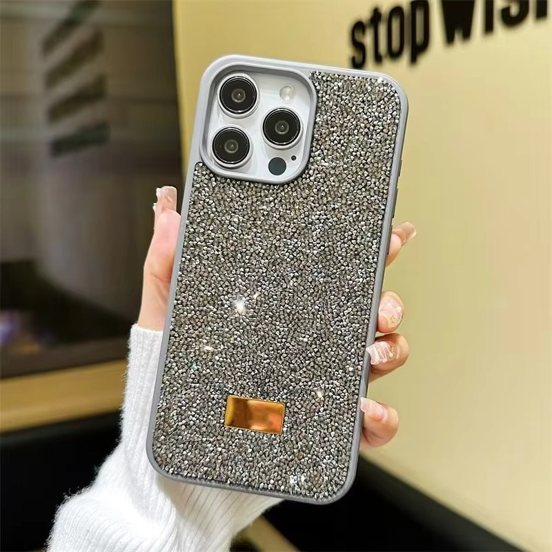 Luxury iPhone Case — Rhinestone Diamond Shockproof Protective Cover, Anti-Fingerprint, Anti-Scratch, Washable, Non-Slip, Glitter Finish, Half-Wrapped Design