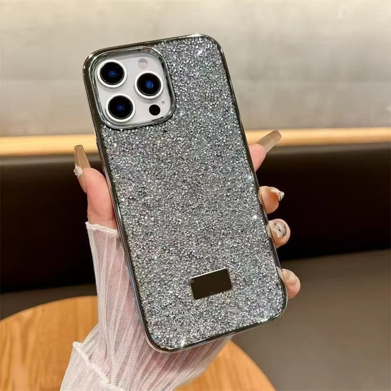 Luxury iPhone Case — Rhinestone Diamond Shockproof Protective Cover, Anti-Fingerprint, Anti-Scratch, Washable, Non-Slip, Glitter Finish, Half-Wrapped Design