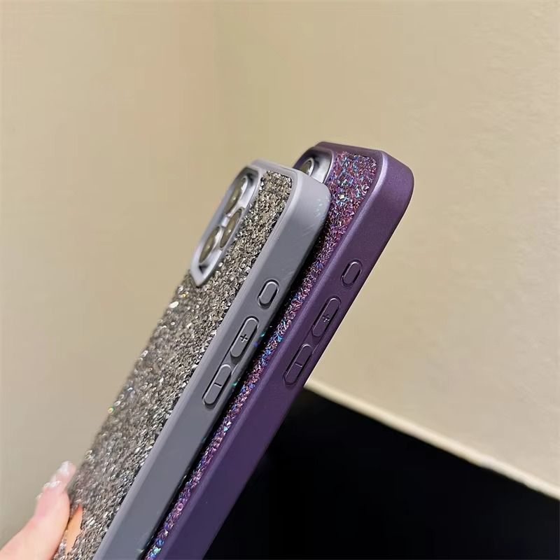 Luxury iPhone Case — Rhinestone Diamond Shockproof Protective Cover, Anti-Fingerprint, Anti-Scratch, Washable, Non-Slip, Glitter Finish, Half-Wrapped Design