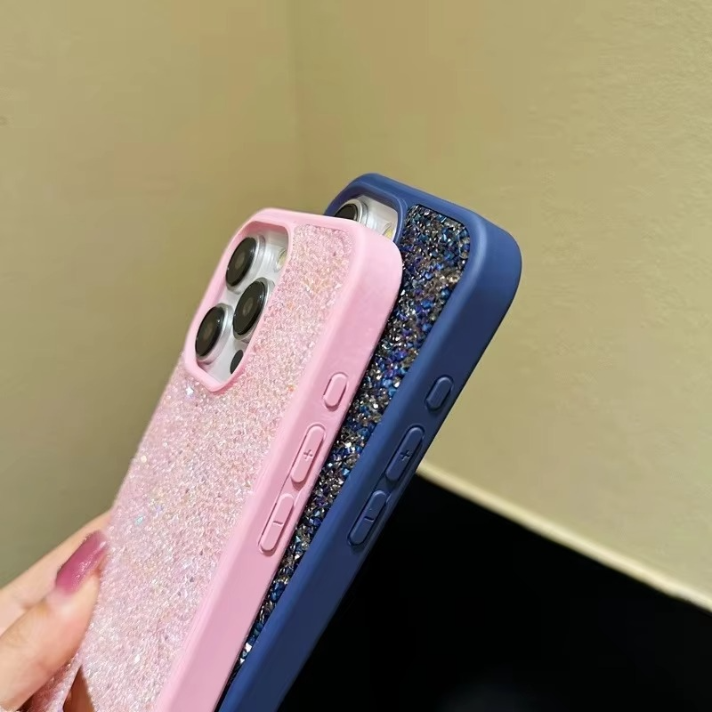 Luxury iPhone Case — Rhinestone Diamond Shockproof Protective Cover, Anti-Fingerprint, Anti-Scratch, Washable, Non-Slip, Glitter Finish, Half-Wrapped Design
