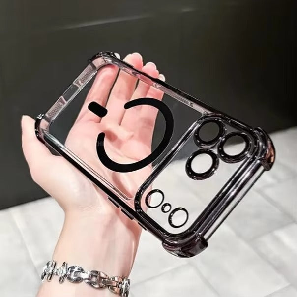 Luxury iPhone Case — Transparent MagSafe Soft TPU Airbag Cover with Shockproof Anti-Knock Clear Full Protection for Wireless Charging