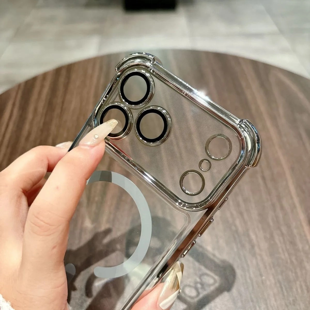 Luxury iPhone Case — Transparent MagSafe Soft TPU Airbag Cover with Shockproof Anti-Knock Clear Full Protection for Wireless Charging