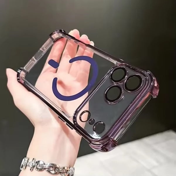 Luxury iPhone Case — Transparent MagSafe Soft TPU Airbag Cover with Shockproof Anti-Knock Clear Full Protection for Wireless Charging
