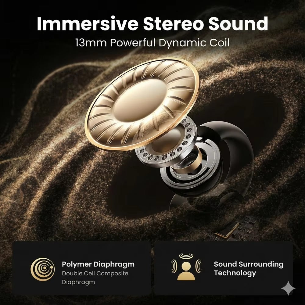 Luxury True Wireless Earbuds, Bluetooth Noise Cancelling In-Ear Headphones with HiFi Stereo & Waterproof Design