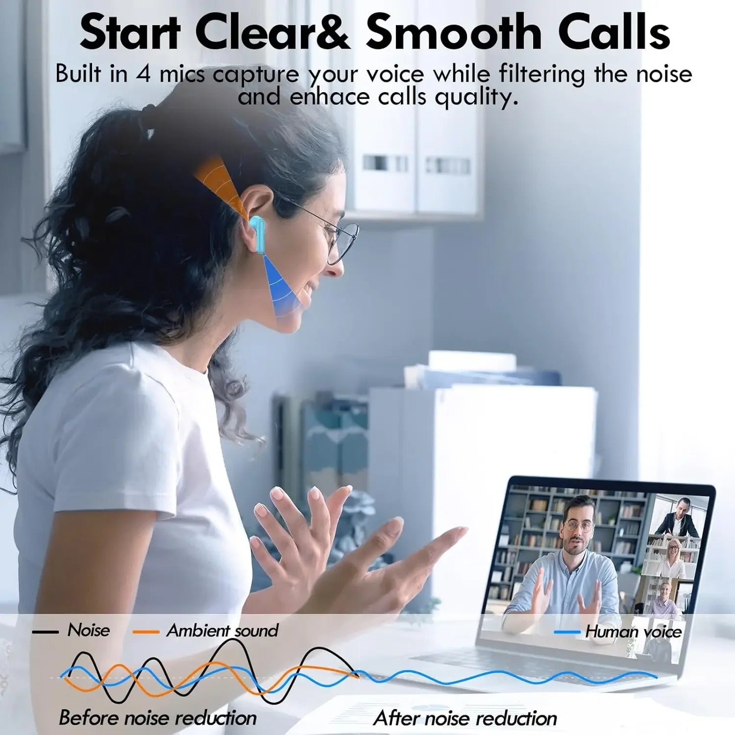 Luxury True Wireless Earbuds, Bluetooth Noise Cancelling In-Ear Headphones with HiFi Stereo & Waterproof Design