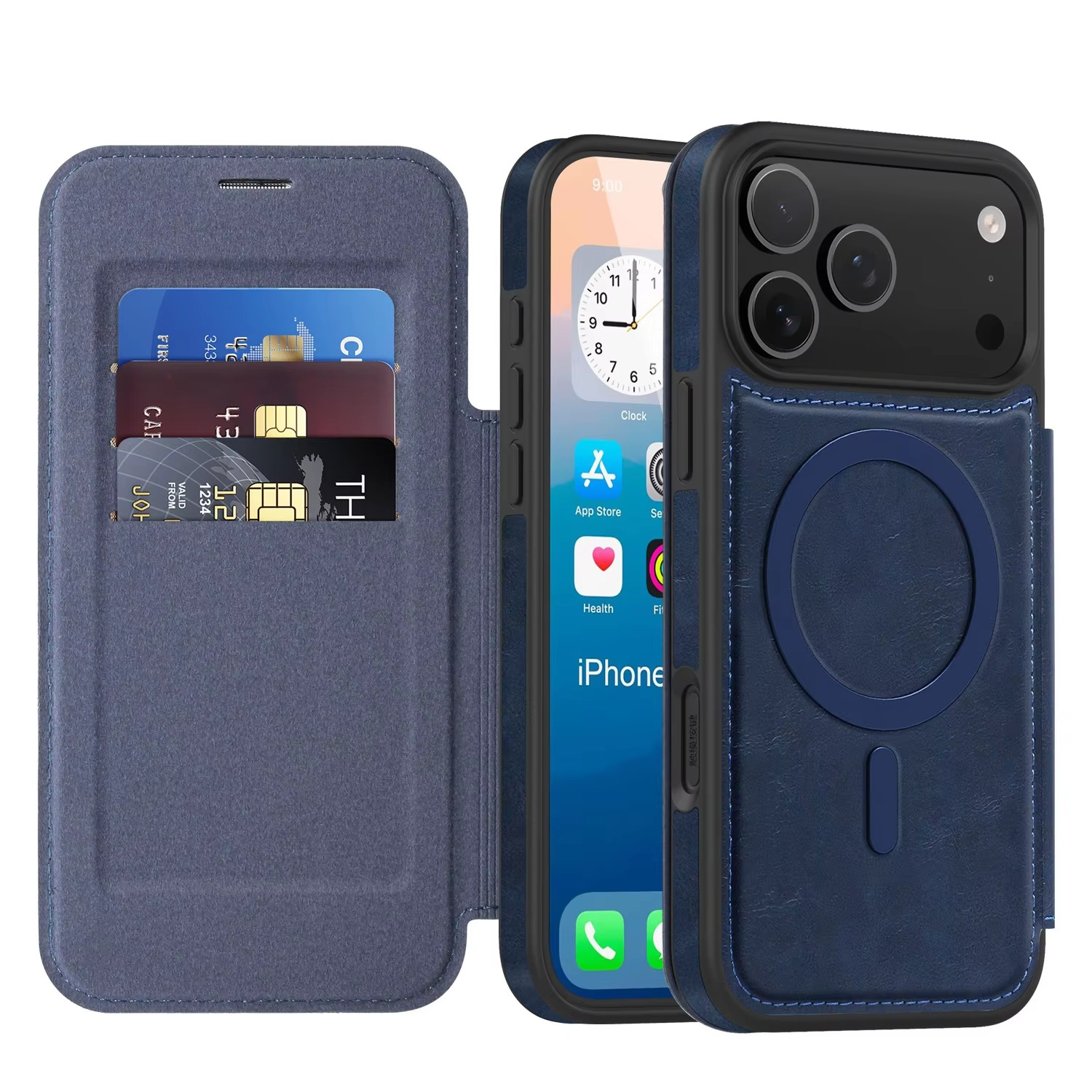 Luxury iPhone Case — Retro Business Flip Leather Cover with Magnetic Charging Support and Card Holder Wallet Design
