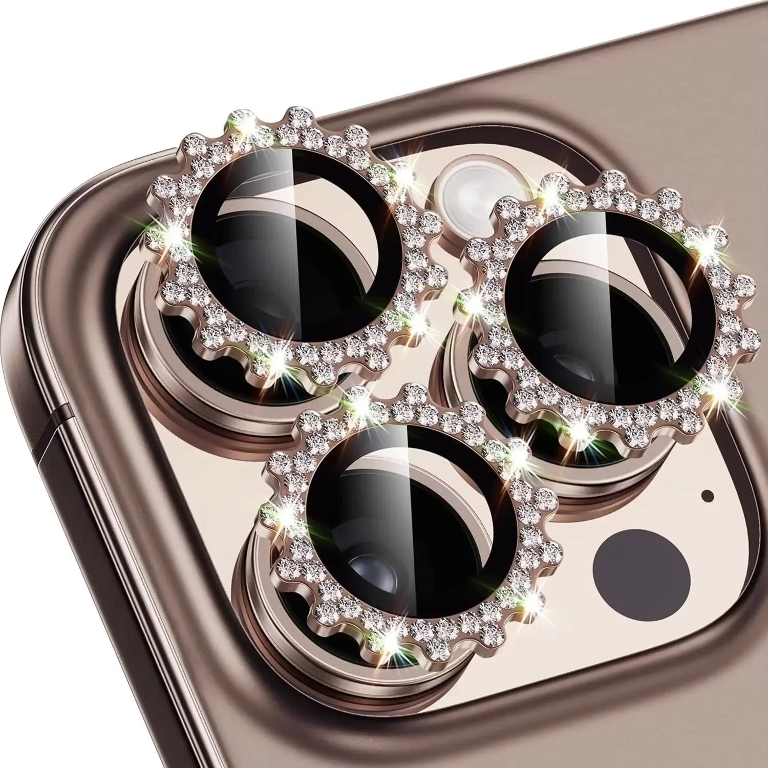 Luxury iPhone Bling Diamond Camera Lens Protector, Glitter Glass Ring Lens Cover with Full Coverage, Scratch Resistance & Decorative Protection