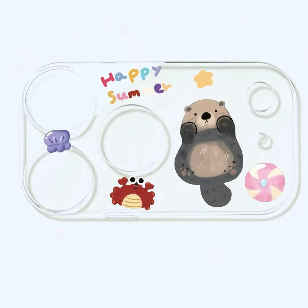 Luxury iPhone Cartoon Camera Lens Cover, Cute Animal Design with Puppy Elephant & Bear Style, Decorative Protective Lens Guard