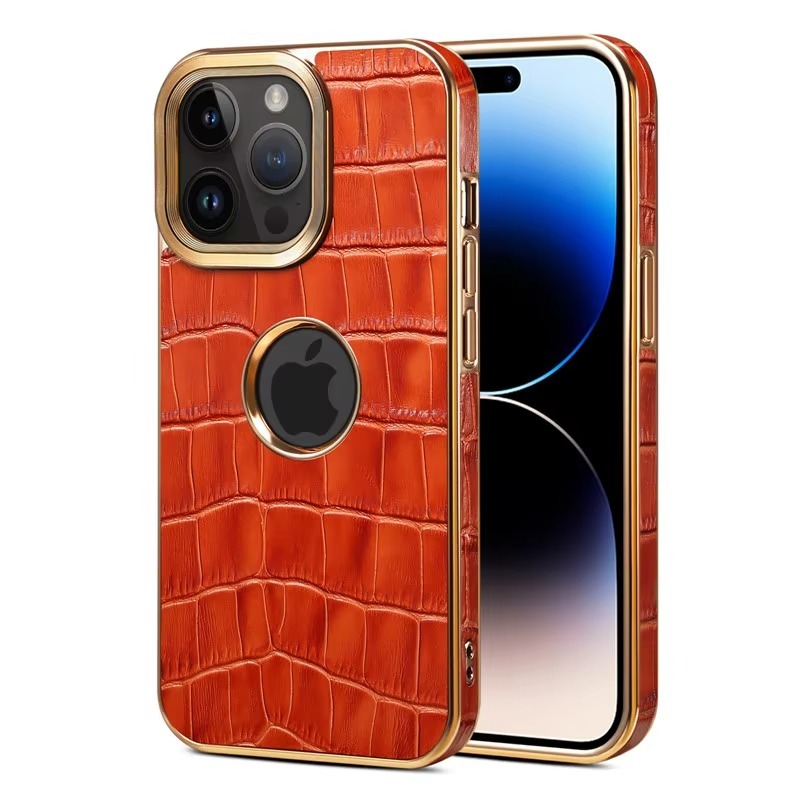 Luxury iPhone Case Crocodile Texture Leather Cover — Stylish Protective Back Shell, Slim Design with Anti-Fingerprint Scratch-Resistant Finish
