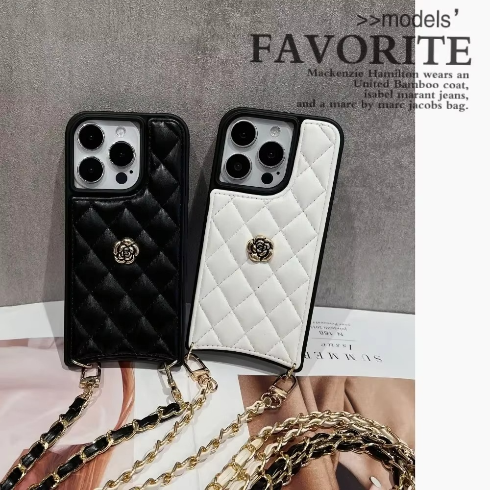 Luxury iPhone Case Leather Cover with Chain — High Quality Protective Design, Card Pocket Holder, Shockproof Anti-Fingerprint Scratch-Resistant Finish