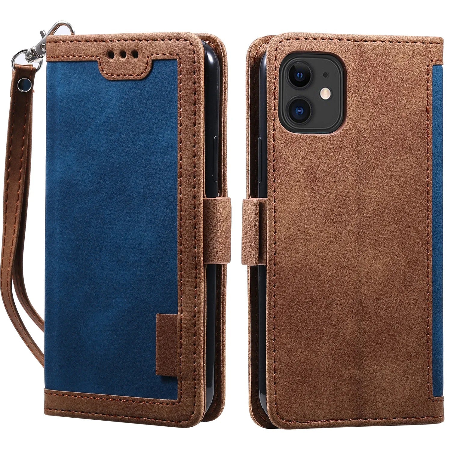 Luxury iPhone Case Leather Wallet Flip Cover — Hand Strap Design, Card Slots Holder, Shockproof Protection, Stylish and Functional Phone Case