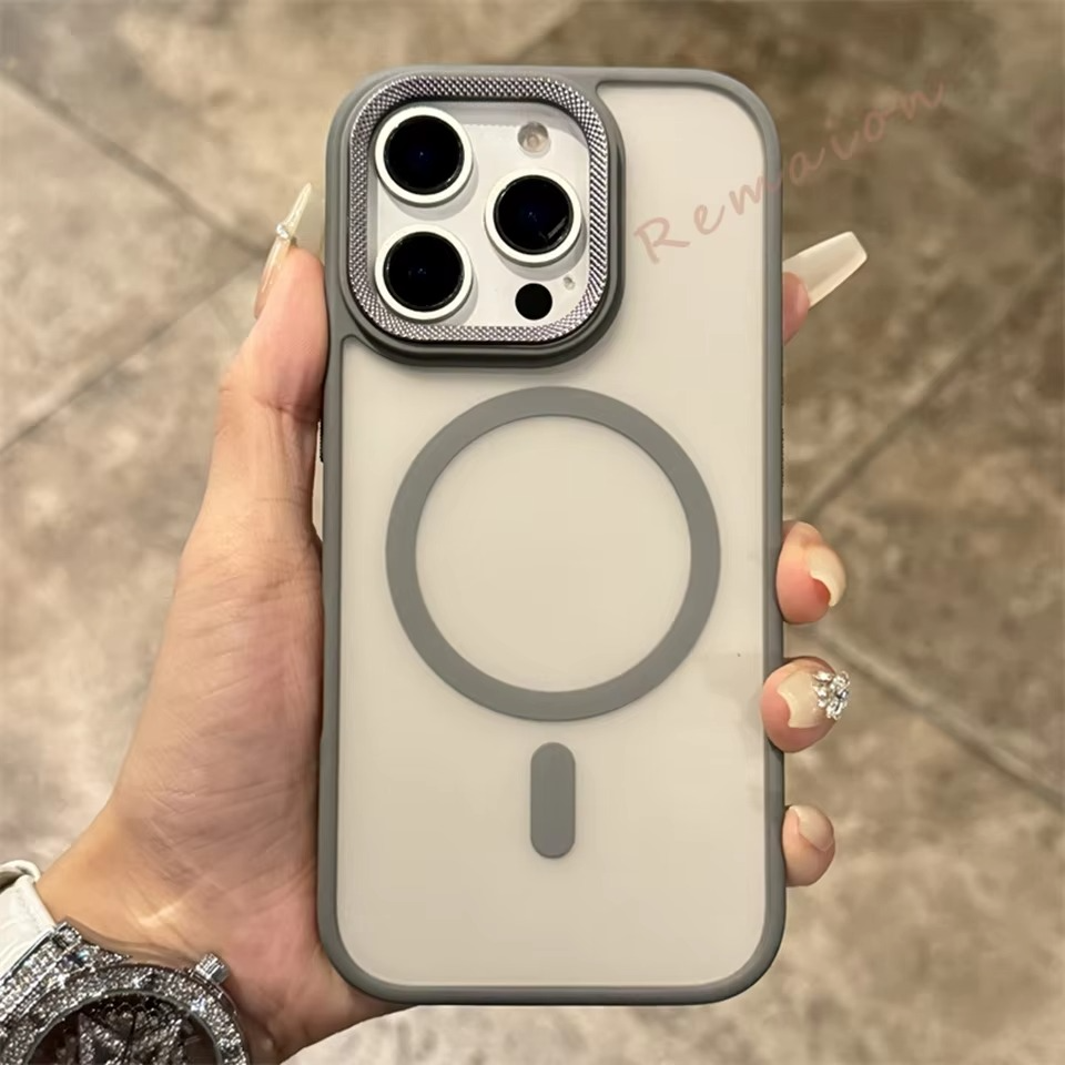 Luxury iPhone Case MagSafe Compatible Shockproof Cover — Matte PC, Spiricle Camera Protection, Anti-Fingerprint, Anti-Scratch, Dustproof, Transparent