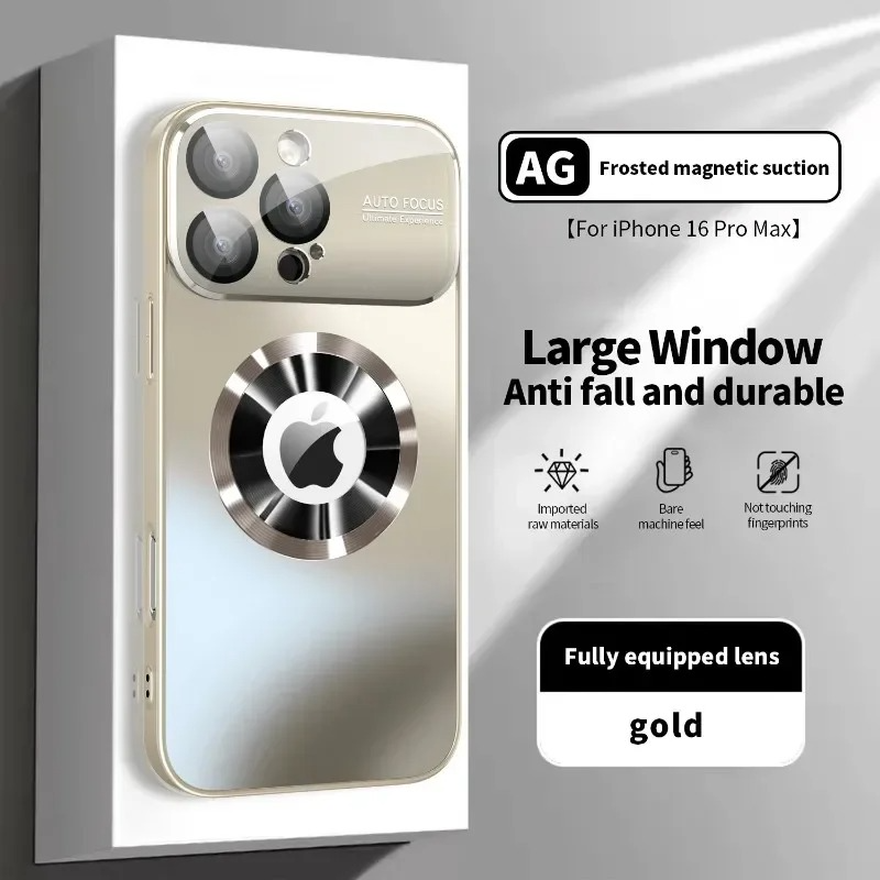 Luxury iPhone Case Titanium Metallic Matte Design — MagSafe Compatible with Glass Lens Protection, Slim Shockproof Anti-Fingerprint Scratch-Resistant Cover