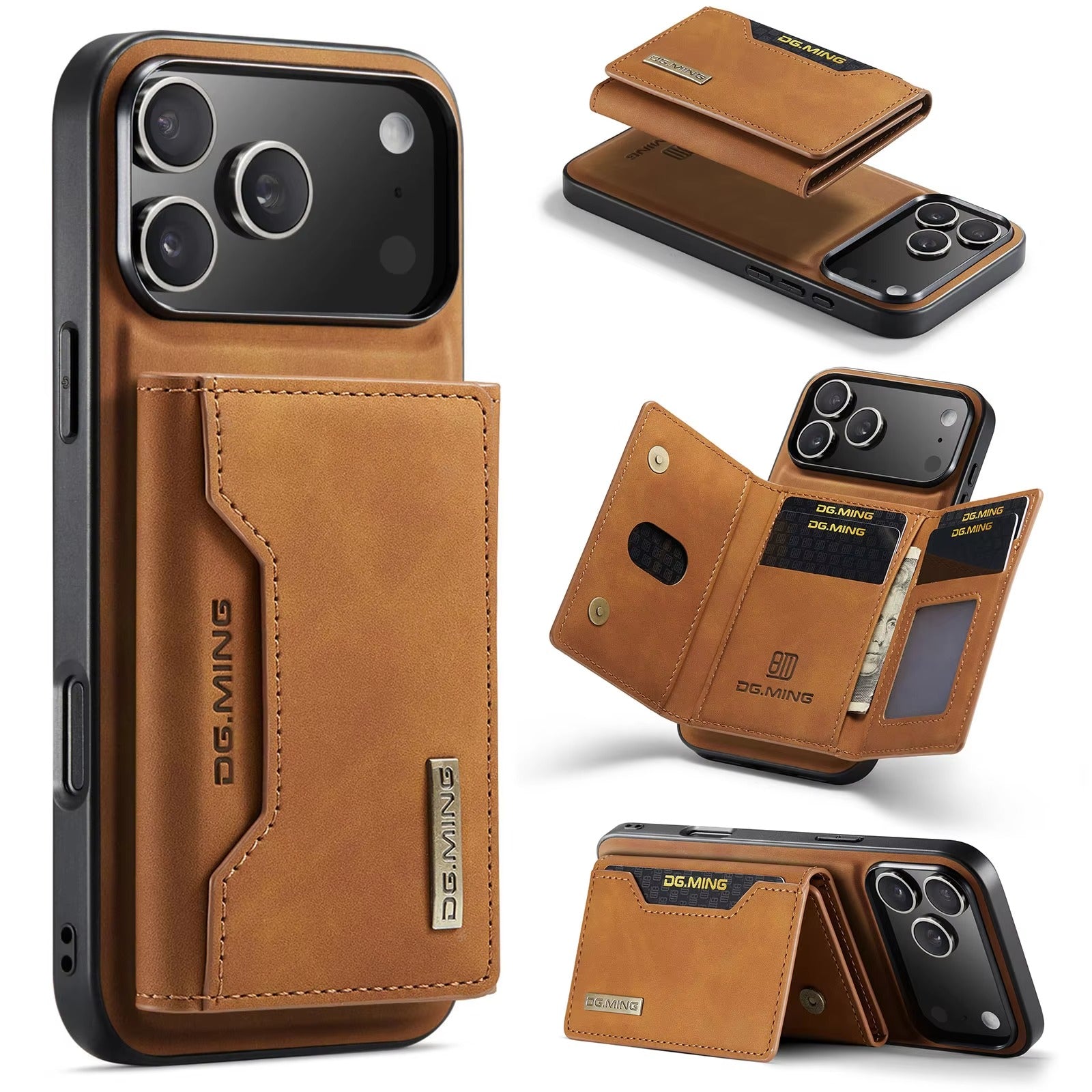 Luxury iPhone Case — 2-in-1 Detachable Magnetic Leather Wallet Cover with Card Slots, Kickstand Function & Protective Full-Body Design