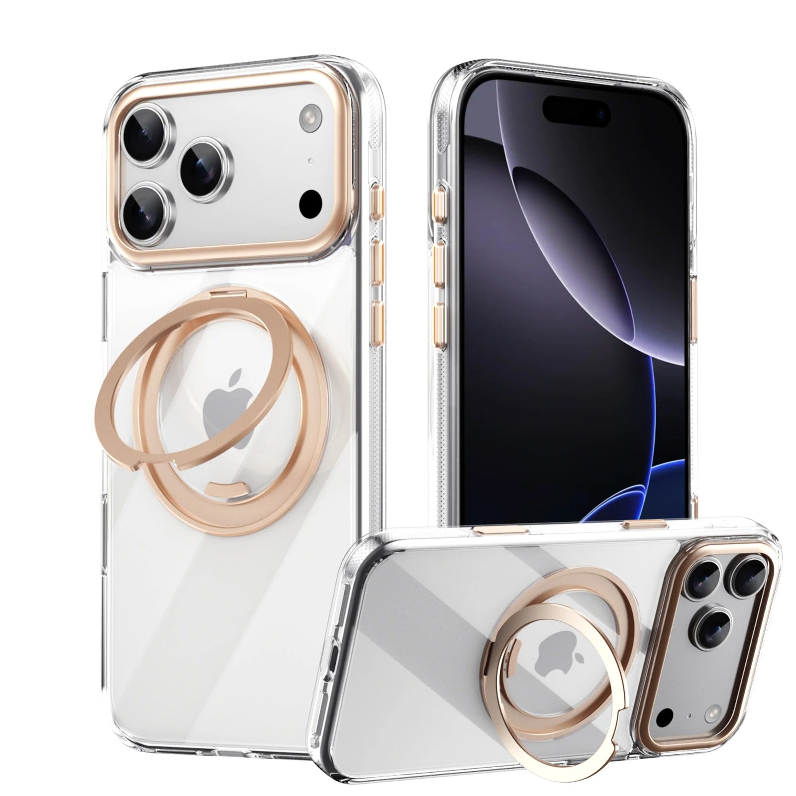 Luxury iPhone Case — 360° Mechanical Torque Rotating Stand Magnetic MagSafe Shockproof Cover