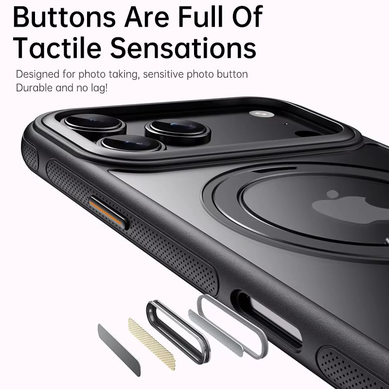 Luxury iPhone Case — 360° Mechanical Torque Rotating Stand Magnetic MagSafe Shockproof Cover