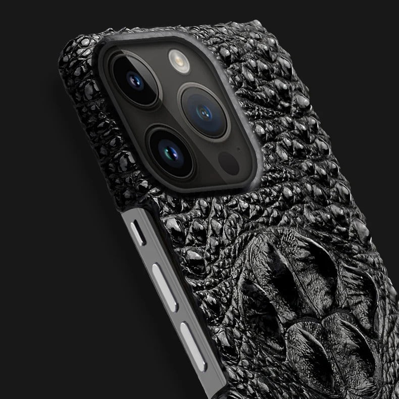 Luxury iPhone Case — 3D Leather Head Design Handmade Back Cover with Premium Protective PC Interior & Stylish Artistic Full-Back Finish