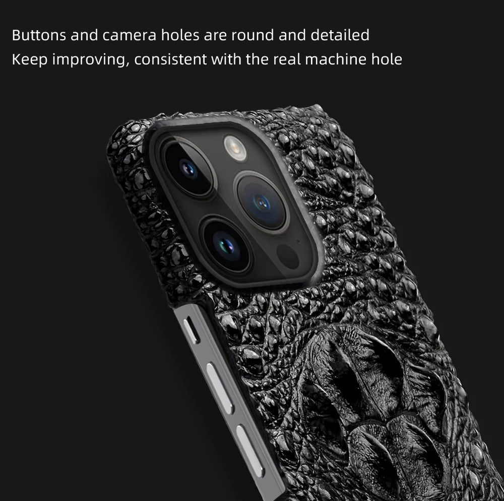 Luxury iPhone Case — 3D Leather Head Design Handmade Back Cover with Premium Protective PC Interior & Stylish Artistic Full-Back Finish