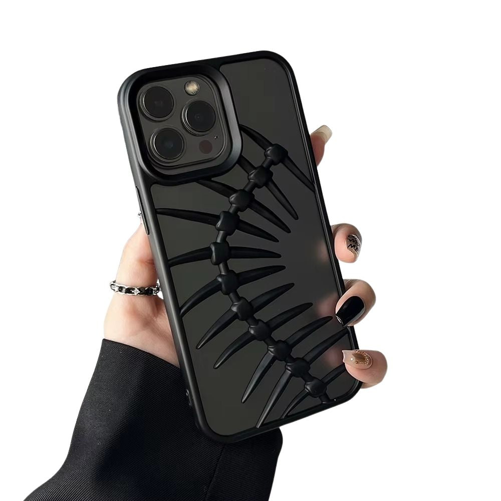Luxury iPhone Case — 3D Plating Fish Bone Hollow Armor Cover with Heat Dissipation, Matte Anti-Glare Shockproof Protective DesignV