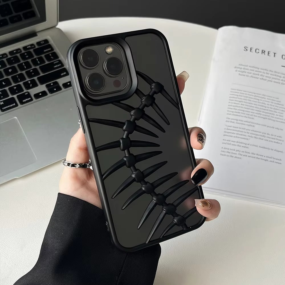 Luxury iPhone Case — 3D Plating Fish Bone Hollow Armor Cover with Heat Dissipation, Matte Anti-Glare Shockproof Protective Design
