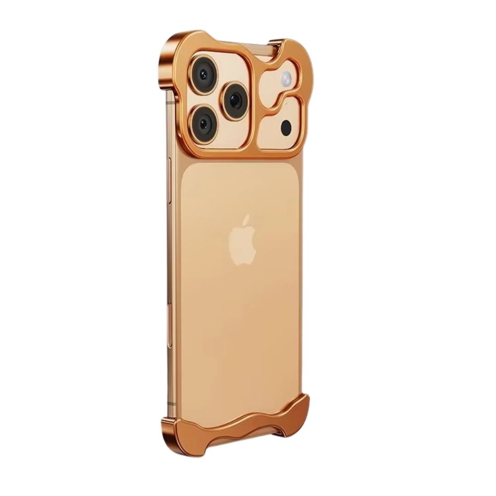 Luxury iPhone Case — Alien Borderless Aluminum Alloy Metal Back Cover with Lens Protection, Shockproof Half-Wrapped Design